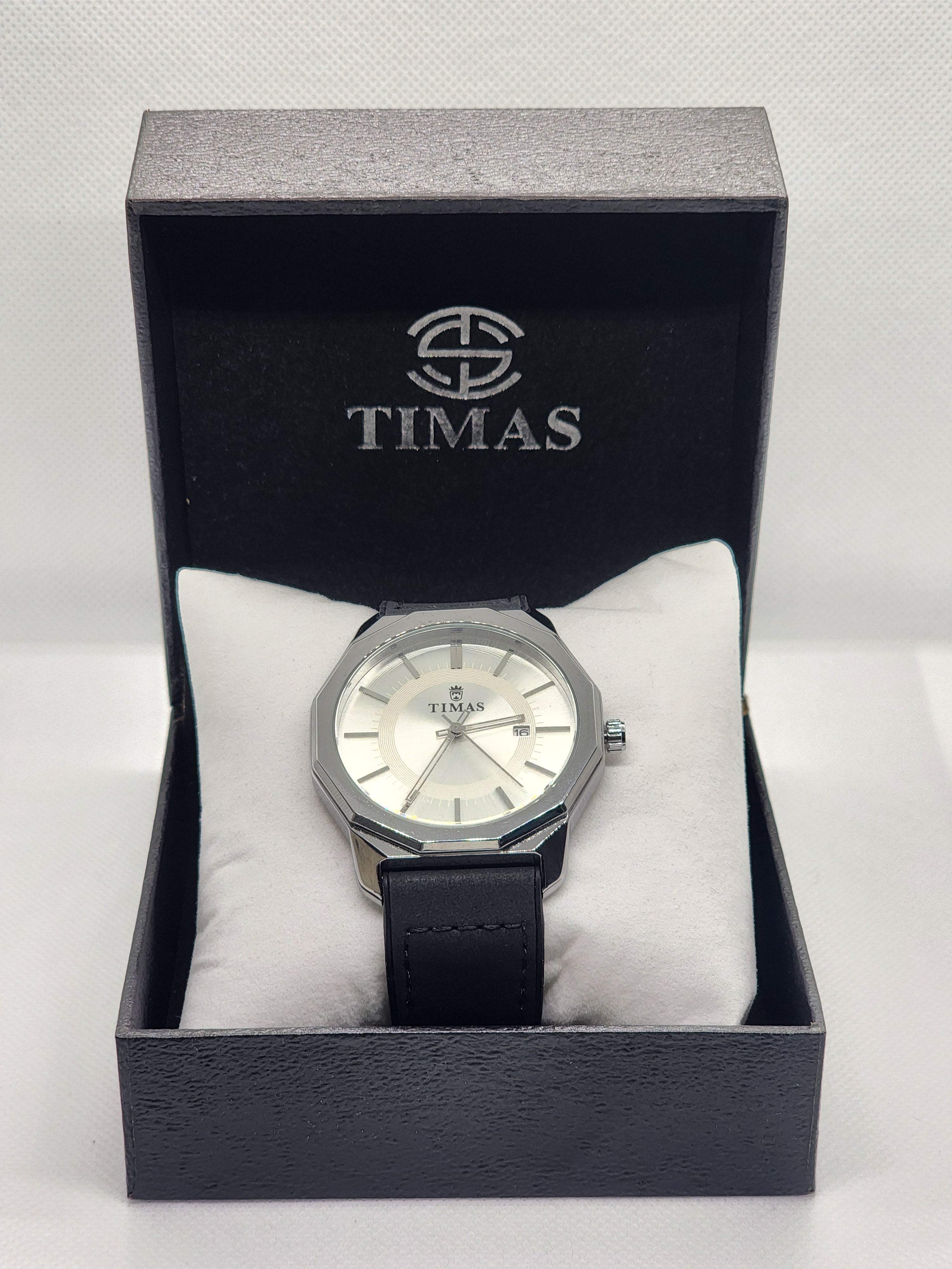 Timas Classic Synthetic Rubber Strap Watch with Date