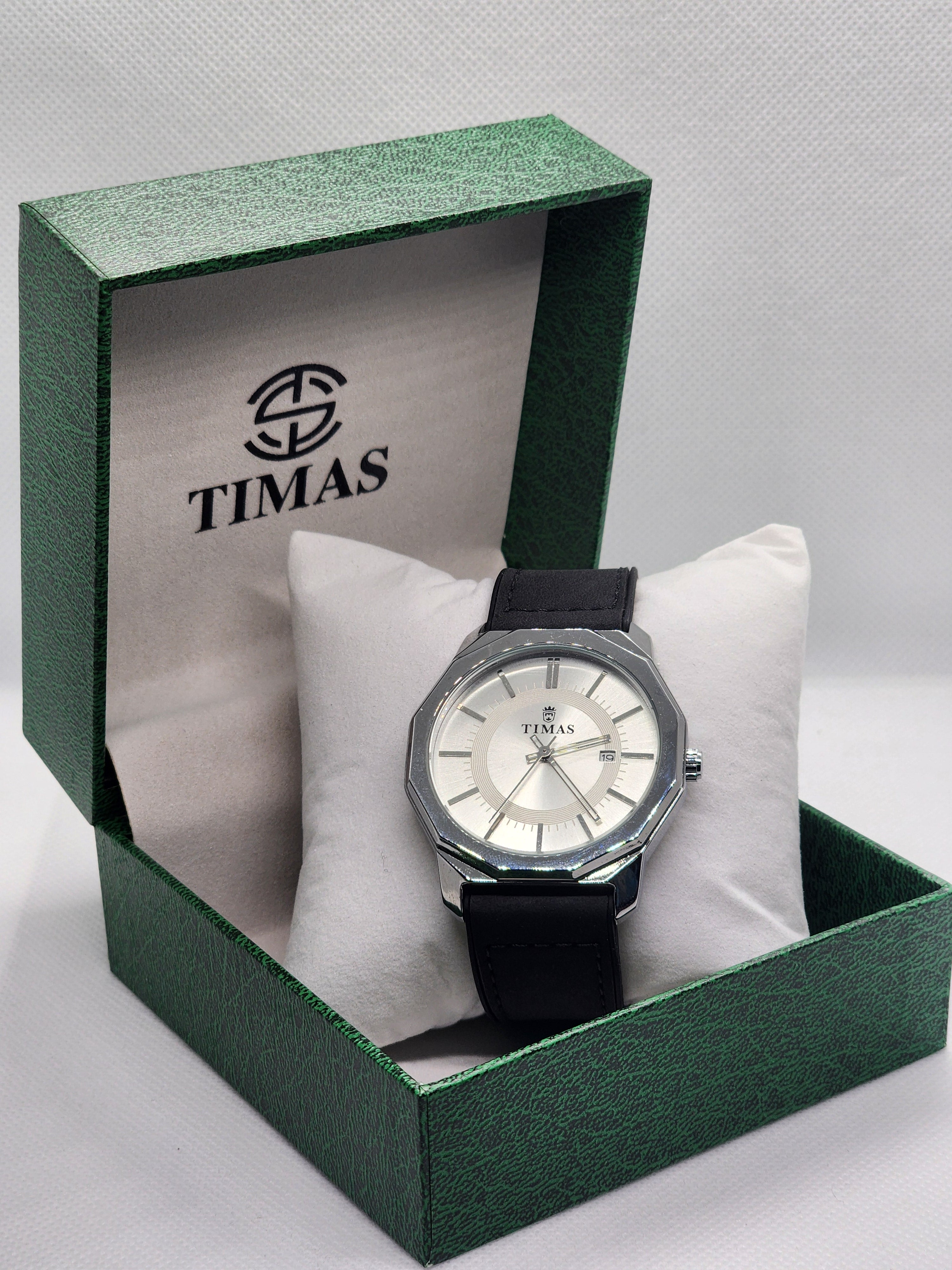 Timas Classic Synthetic Rubber Strap Watch with Date