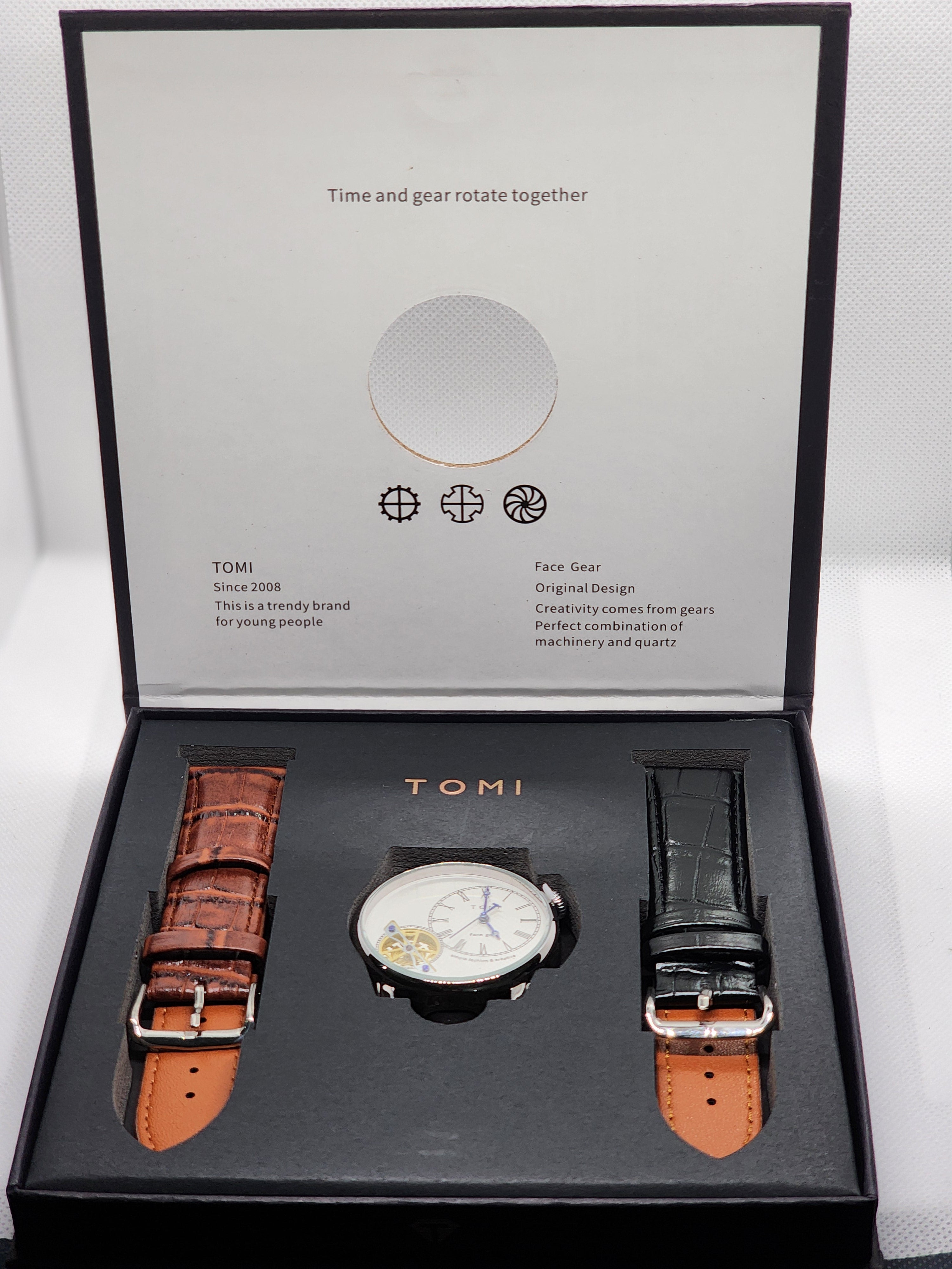 TOMI Face Gear Dual Strap Luxury Business Watch (TOMI-104)